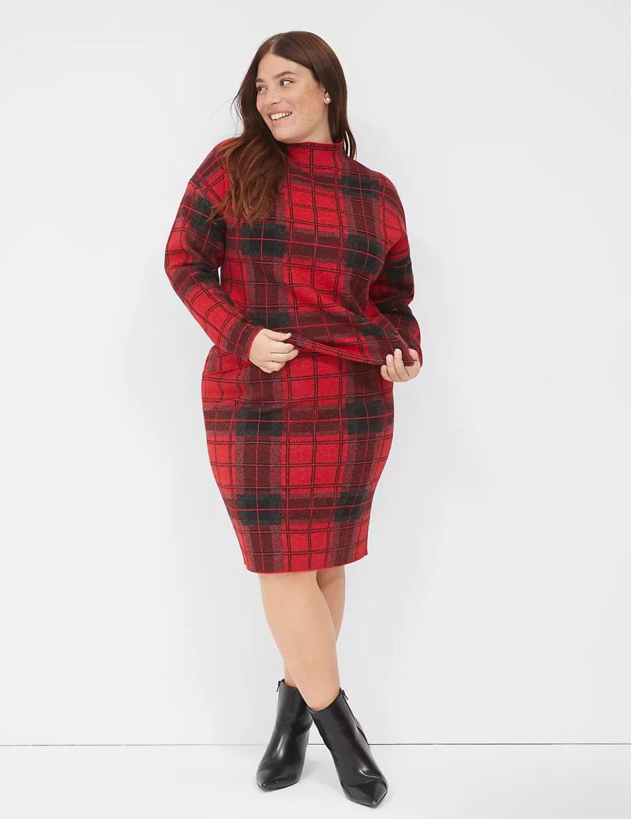 Dámské Sukně Lane Bryant Plaid Mini Sweater Červené | ZEU3463SY