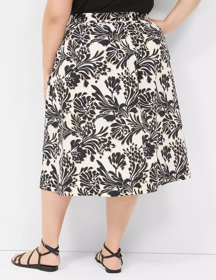 Dámské Sukně Lane Bryant Printed Midi Černé | RTU9660OJ