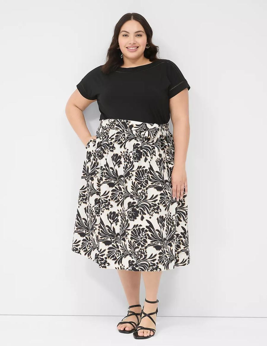 Dámské Sukně Lane Bryant Printed Midi Černé | RTU9660OJ