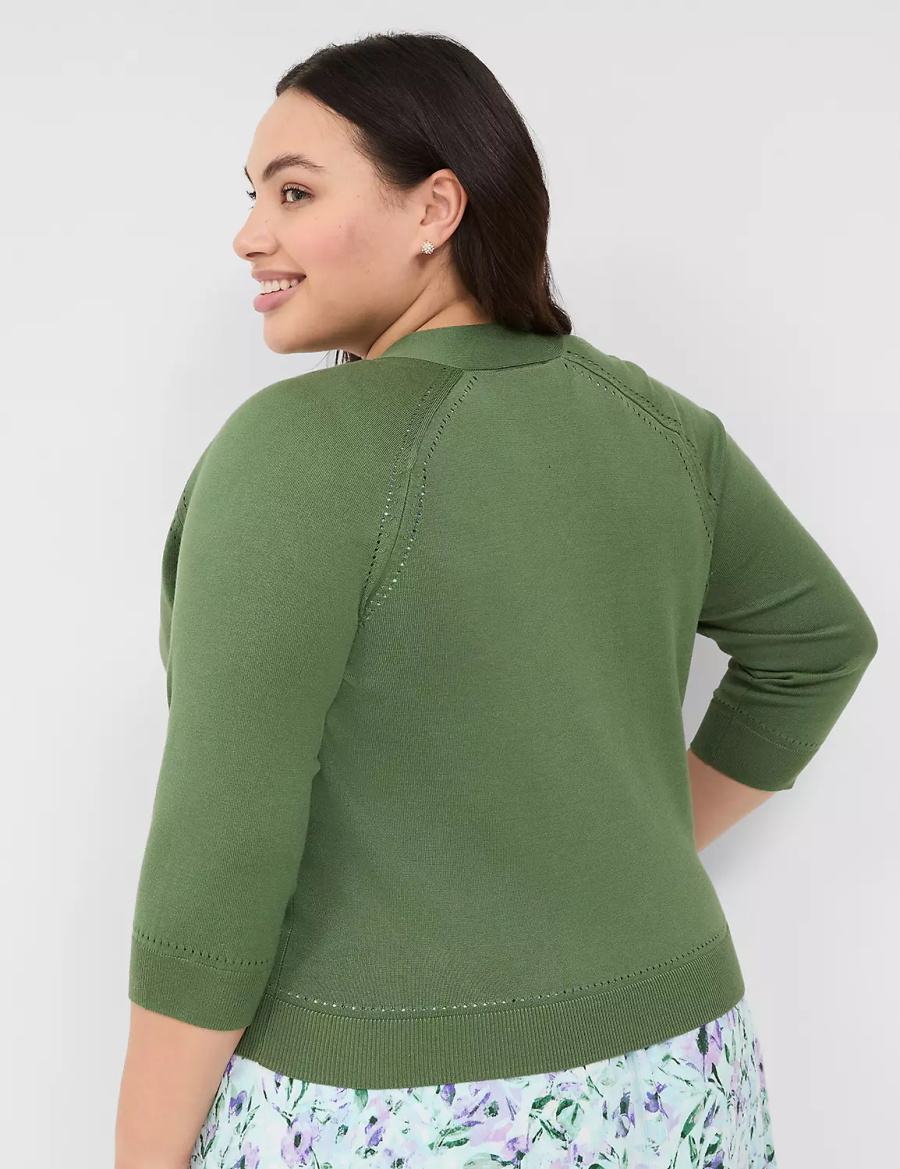 Dámské Svetry Lane Bryant 3/4-Sleeve Open-Front Shrug Hnědé Zelene | FNI6356LX