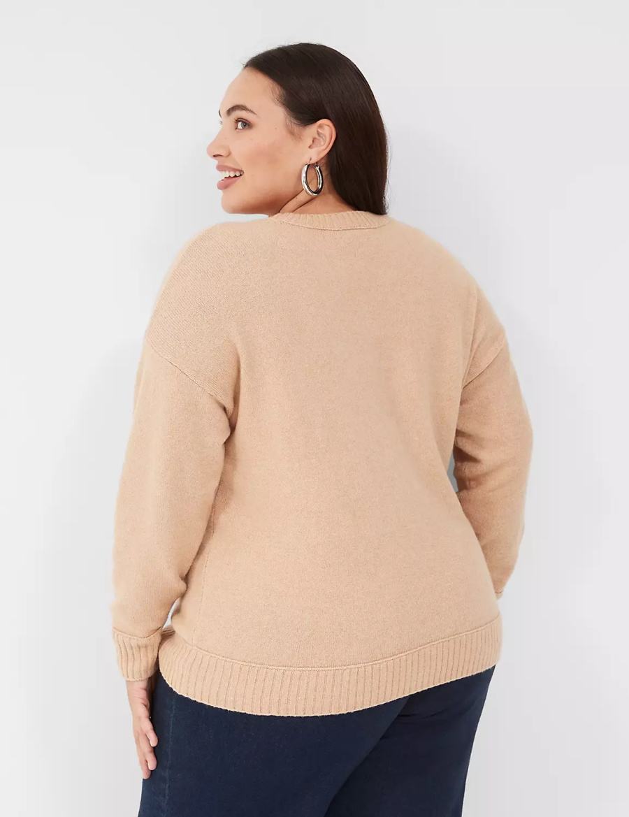 Dámské Svetry Lane Bryant Crew-Neck All Is Bright Hnědé | HQM116NG