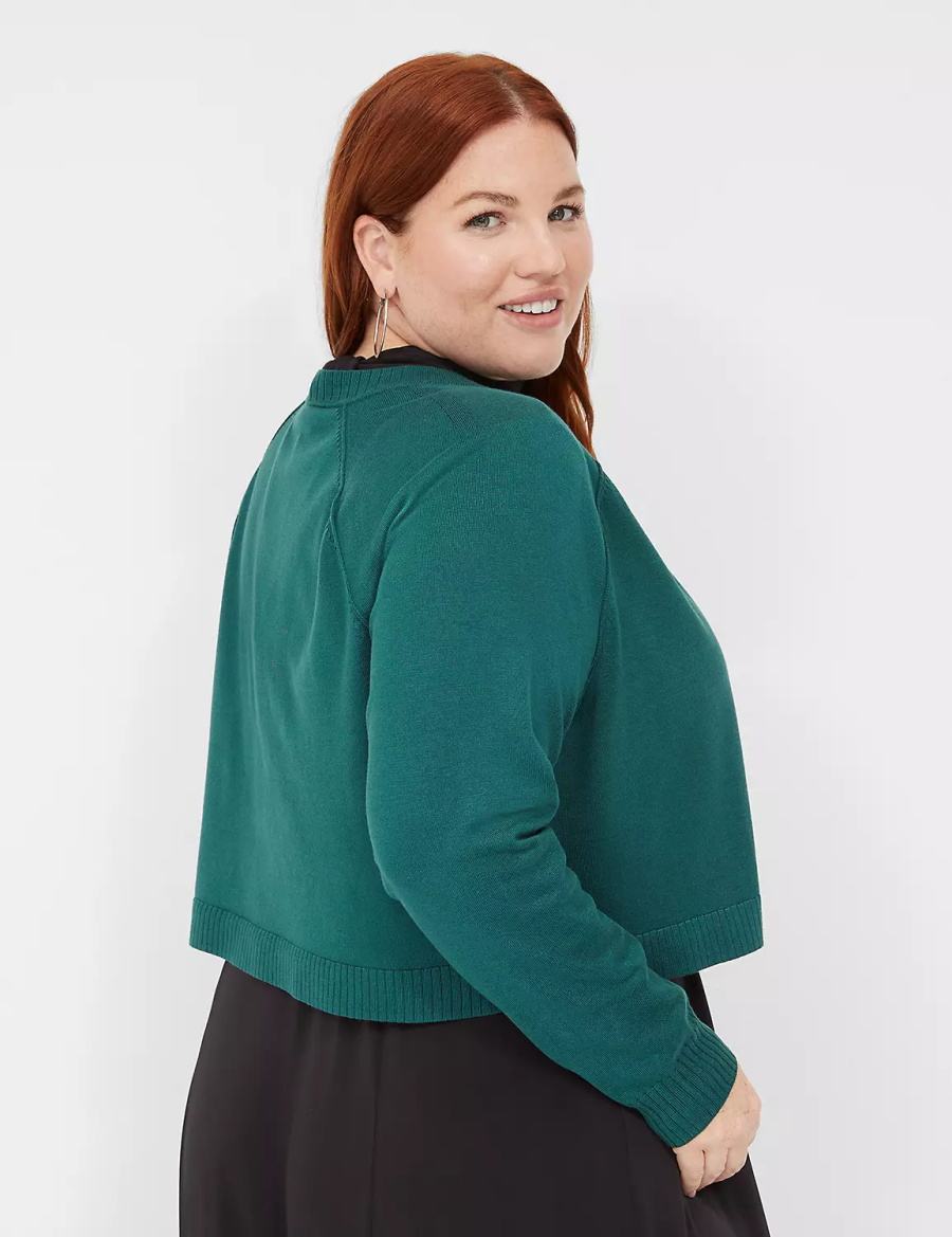 Dámské Svetry Lane Bryant Crop Open-Front Shrug Zelene | QLX3273WJ