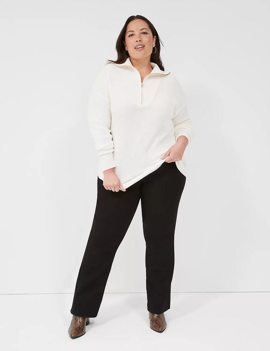 Dámské Svetry Lane Bryant Half-Zip Mock-Neck Bílé | KIG1524JR