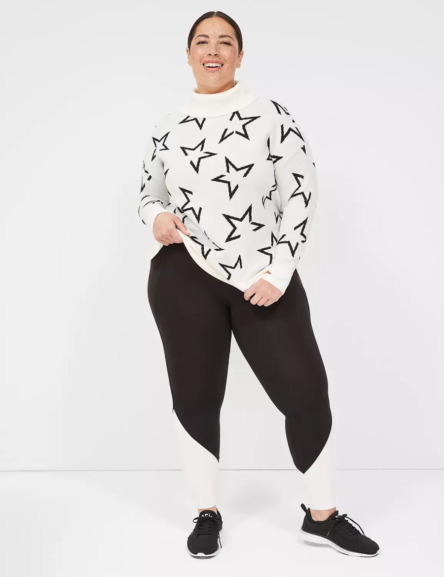 Dámské Svetry Lane Bryant LIVI Turtleneck Star Krém Černé | IKS626KV