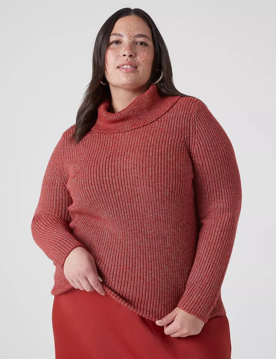 Dámské Svetry Lane Bryant Long-Sleeve Cowlneck Rib Červené | NMI2185RD