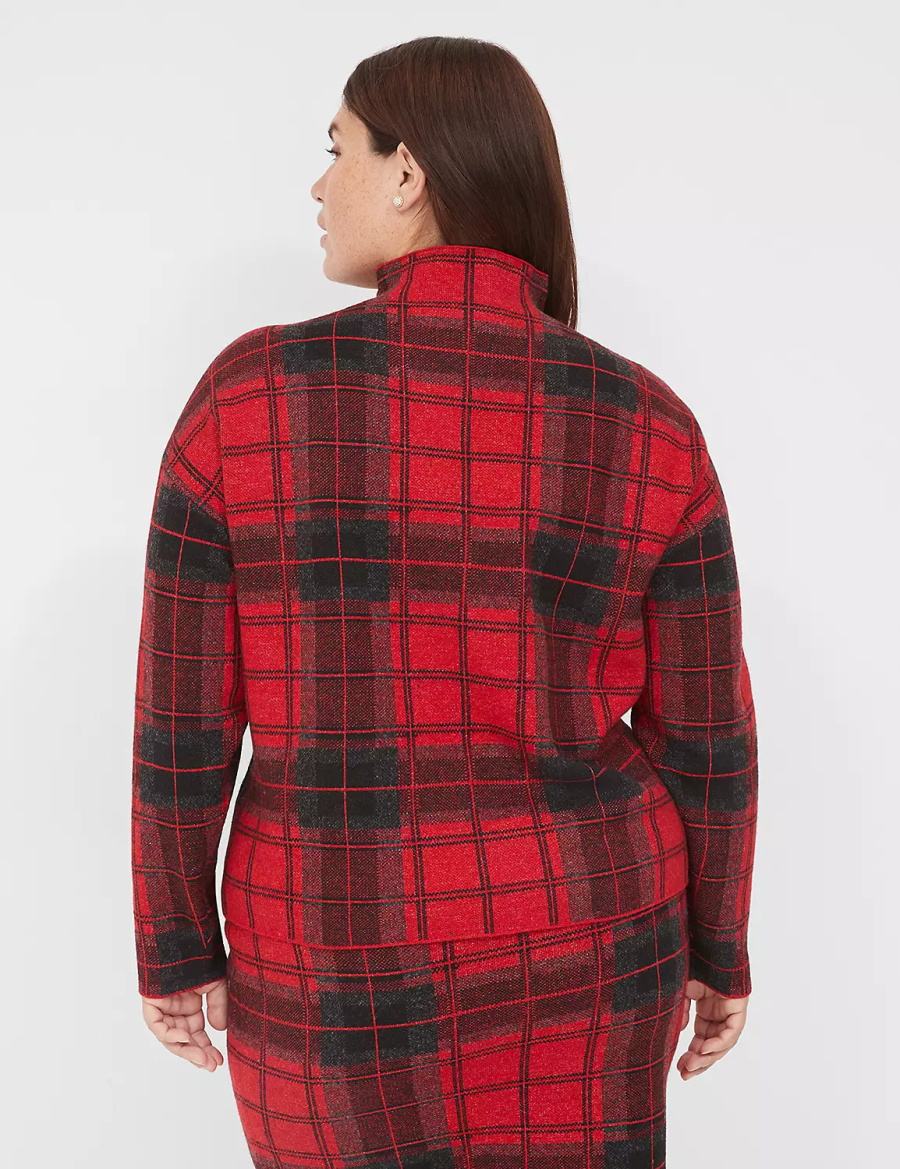 Dámské Svetry Lane Bryant Mock-Neck Plaid Červené | JNA2085ME