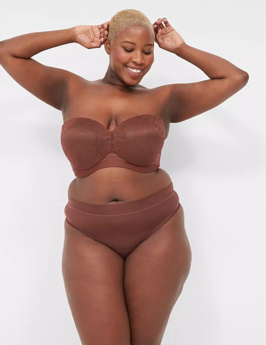 Dámské Tanga Kalhotky Lane Bryant Comfort Bliss Wide-Side Čokolády | HBR8750OD