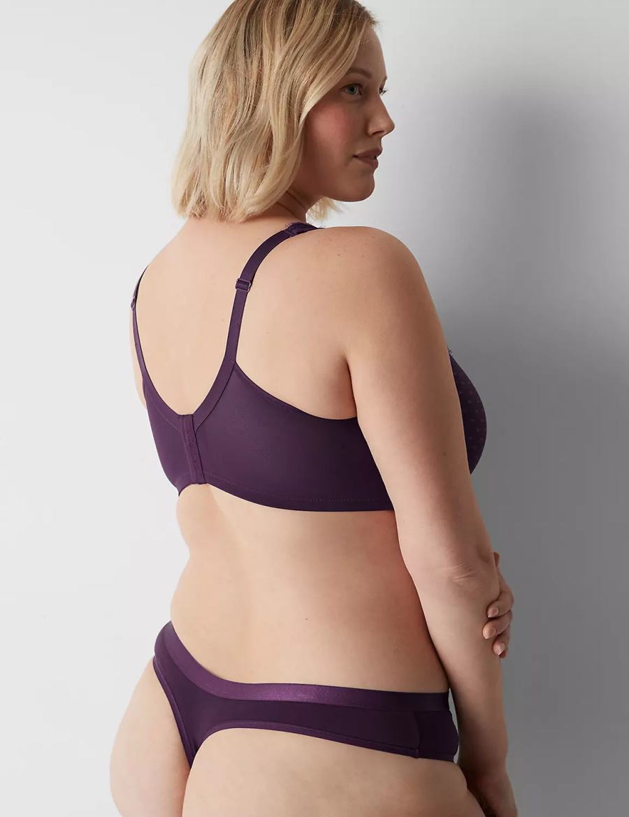 Dámské Tanga Kalhotky Lane Bryant Cotton With Lace Waist Fialové | OPG6269FU