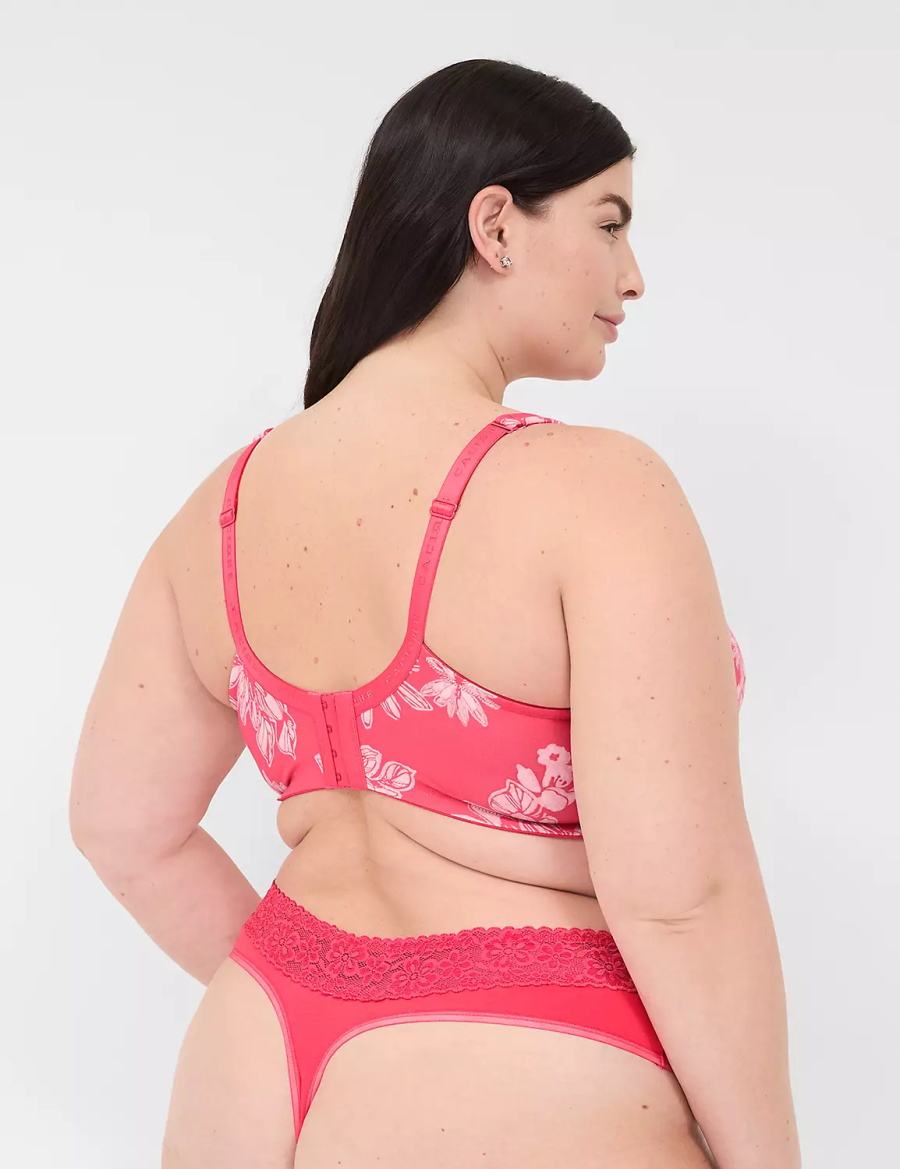 Dámské Tanga Kalhotky Lane Bryant Cotton With Lace Waist Tmavě Červené | DIE367CZ