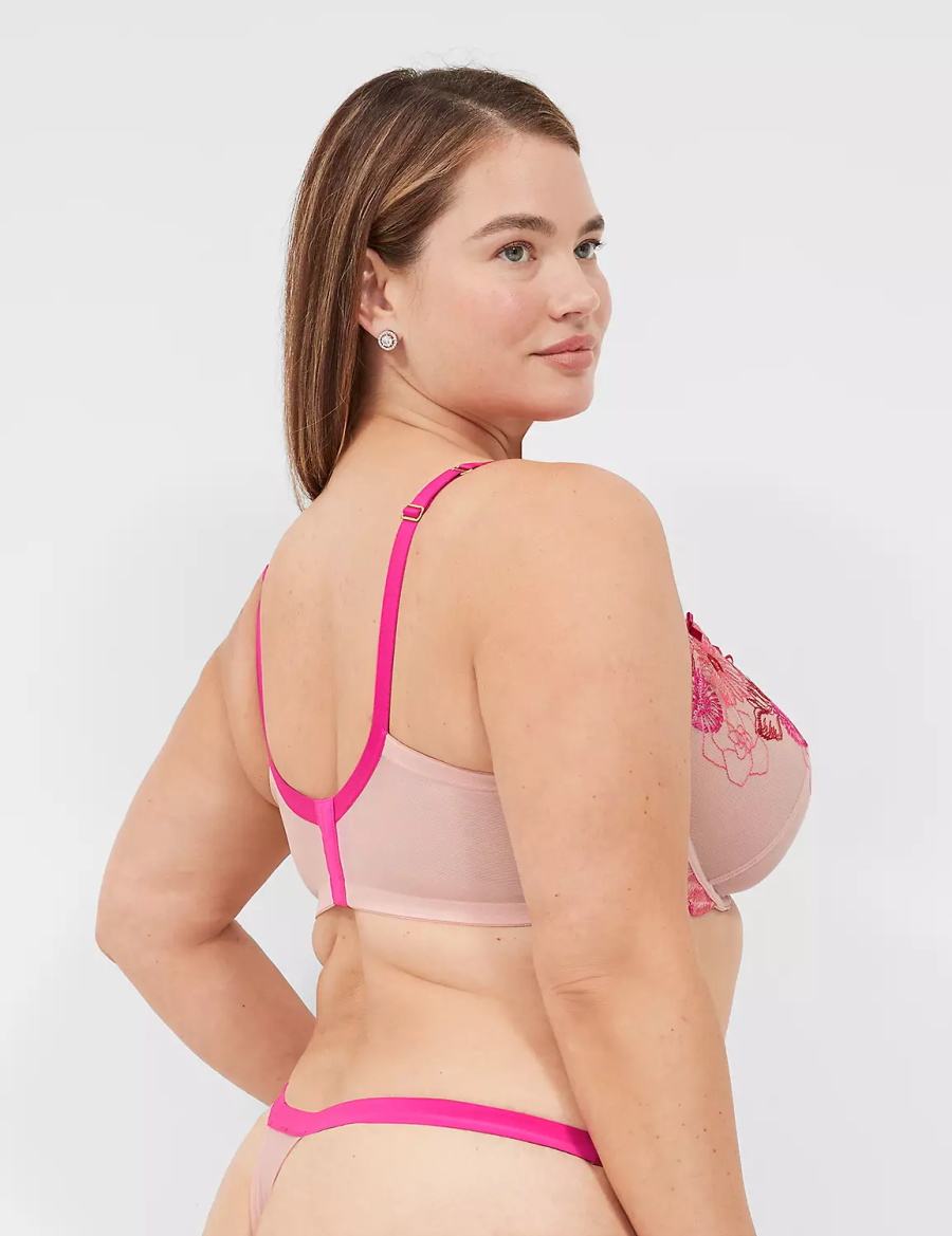 Dámské Tanga Kalhotky Lane Bryant Embroidered Růžové Růžové | JVY8042LG