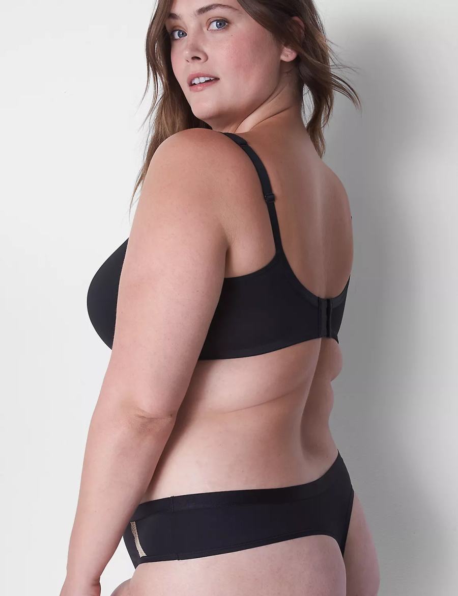 Dámské Tanga Kalhotky Lane Bryant Extra Soft Černé | KMS1334LR