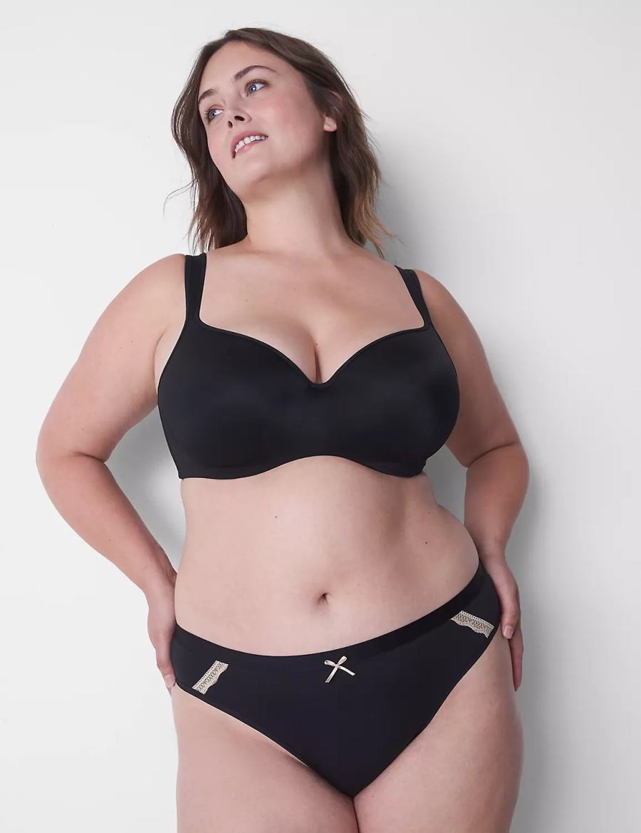 Dámské Tanga Kalhotky Lane Bryant Extra Soft Černé | KMS1334LR