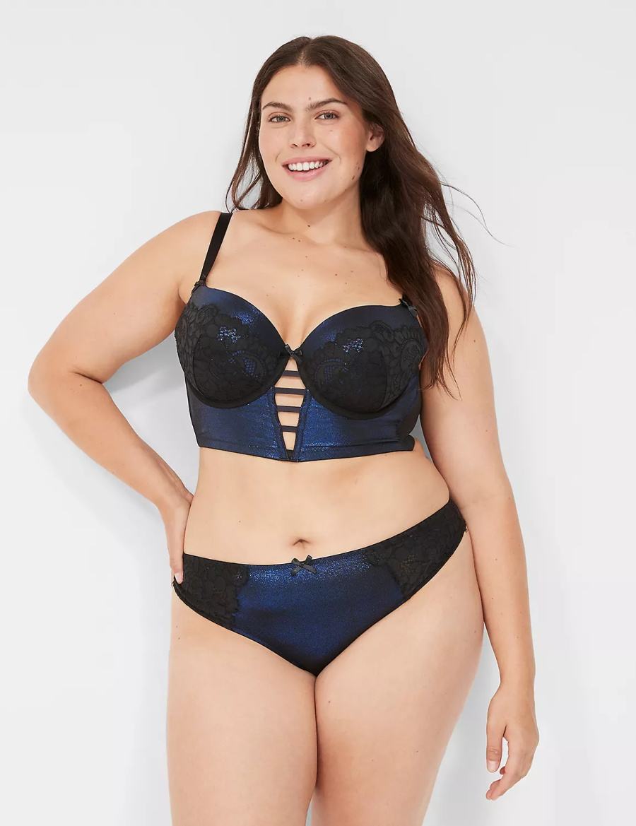 Dámské Tanga Kalhotky Lane Bryant Foil Shine Černé | BNY696HB