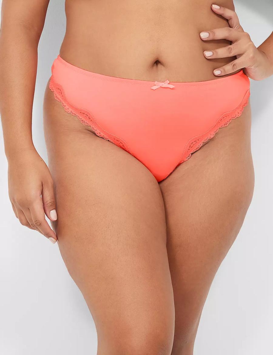 Dámské Tanga Kalhotky Lane Bryant Lace-Trim Růžové | JLM4674AL