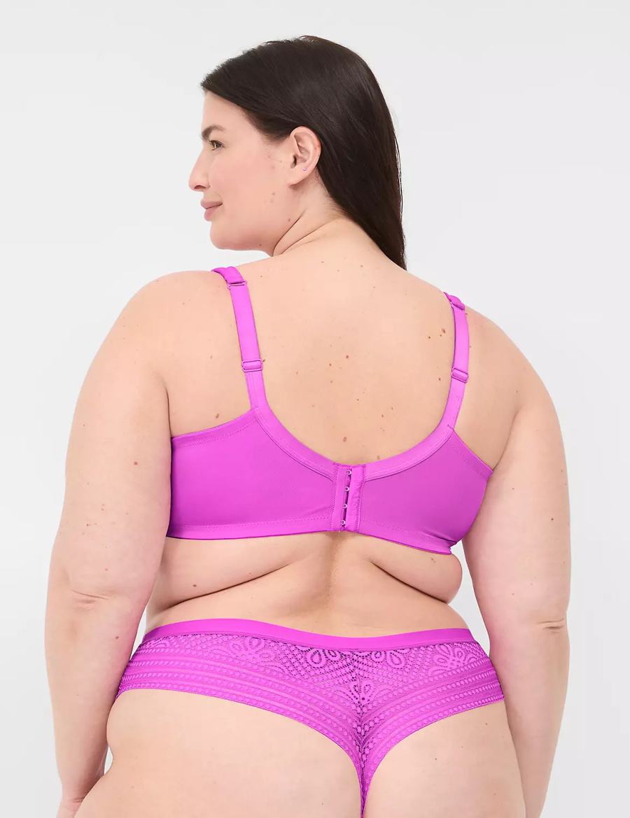 Dámské Tanga Kalhotky Lane Bryant No-Show With Lace Back Světle Fialové | MZU7768PH