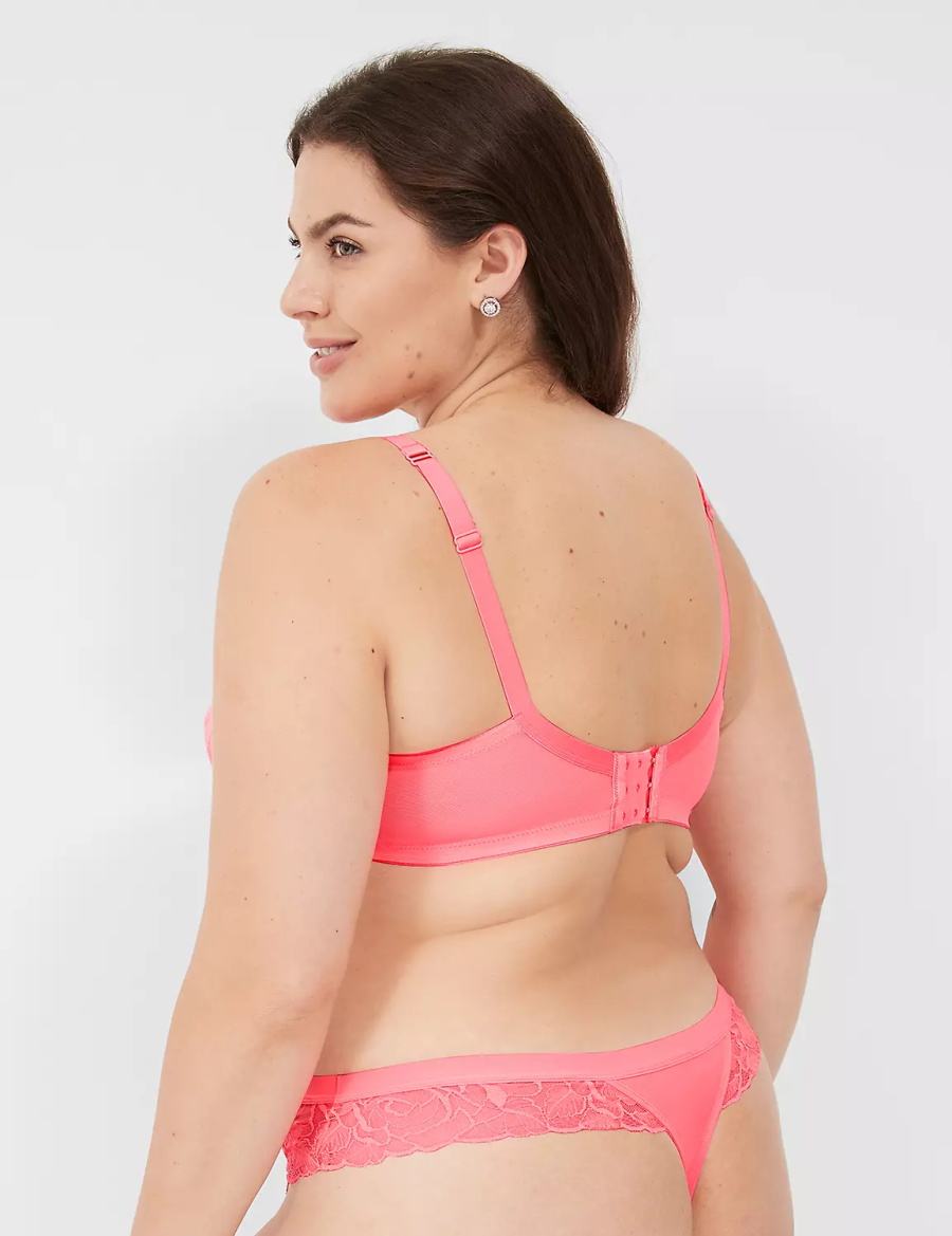 Dámské Tanga Kalhotky Lane Bryant No-Show with Lace Růžové | KPU7194ML