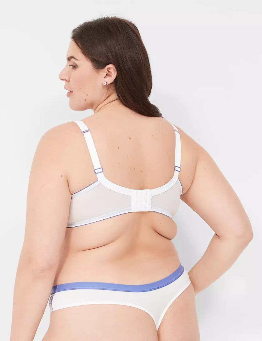 Dámské Tanga Kalhotky Lane Bryant Stretch Lace Bílé | BET7230QH