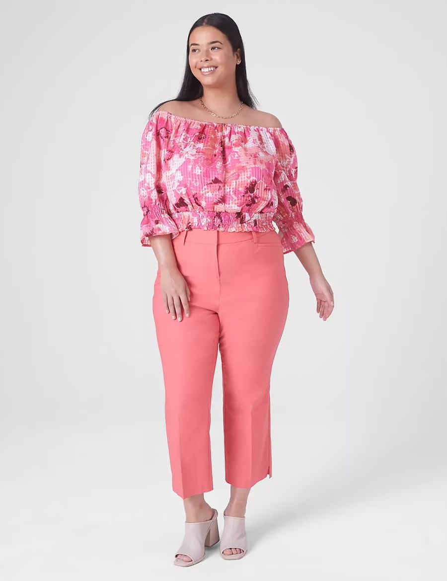 Dámské Tílko Lane Bryant Classic Crop Off-The-Shoulder Chiffon Top Růžové | IRP837MV