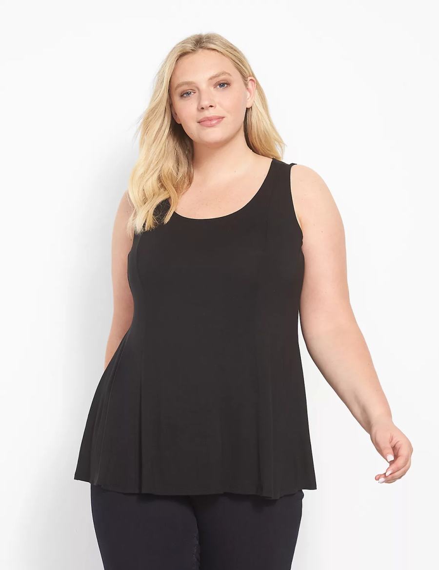 Dámské Tílko Lane Bryant Classic Scoop-Neck Fit & Flare Černé | IWH8546NG