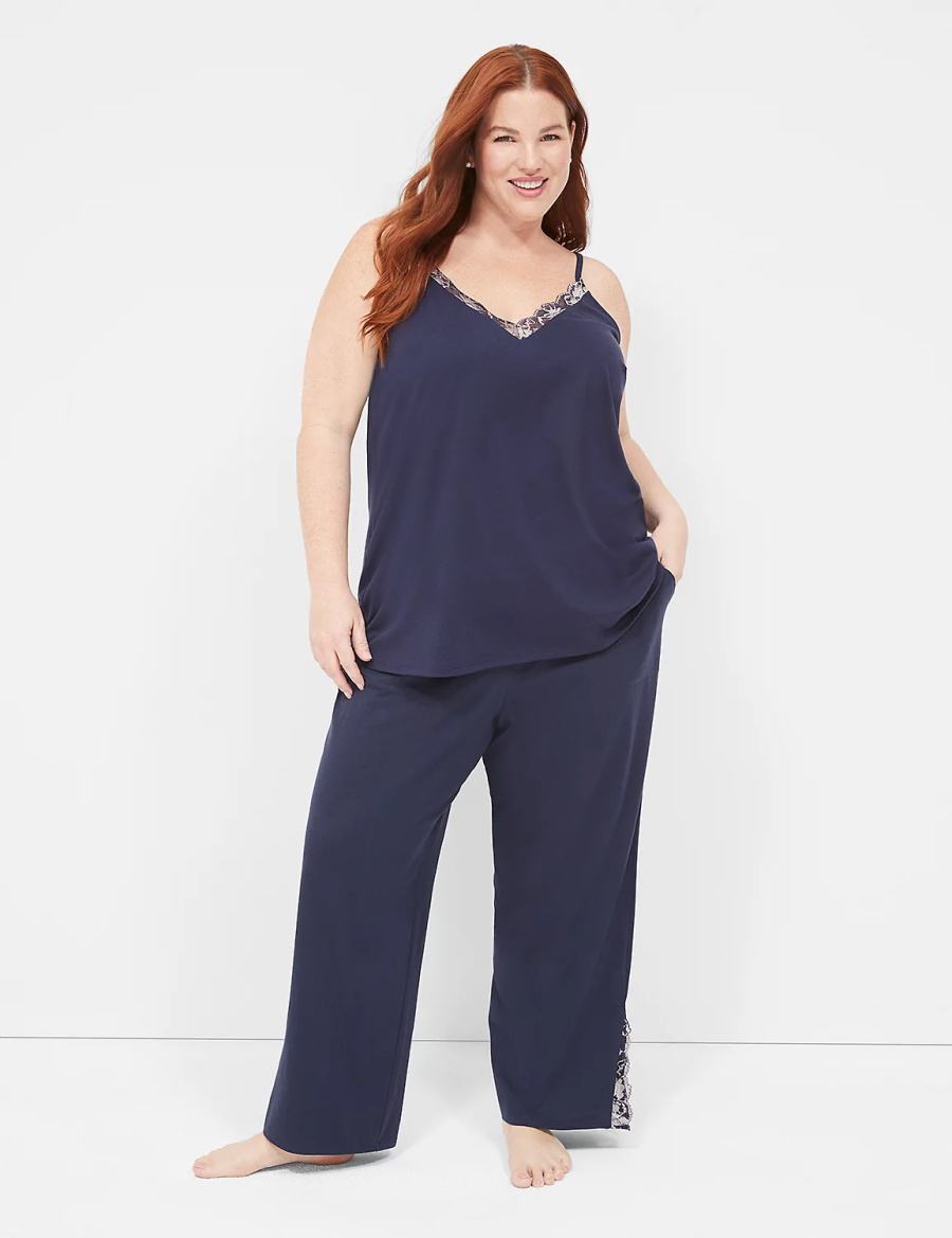 Dámské Tílko Lane Bryant Comfy Cotton Lace-Trim Cami Blankyt | RBP2599XZ