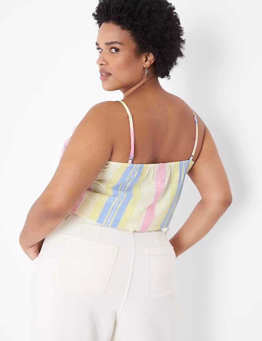 Dámské Tílko Lane Bryant Crop Drawstring Růžové Proužek | NNC937ZD