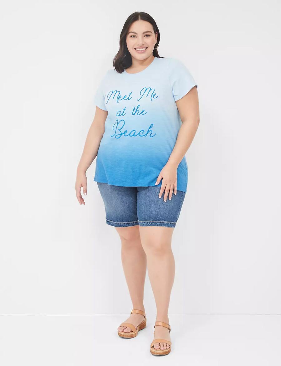 Dámské Tílko Lane Bryant Embroidered Meet Me At The Beach Graphic Tee Blankyt | QJE3842HG