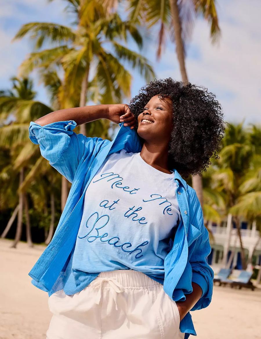 Dámské Tílko Lane Bryant Embroidered Meet Me At The Beach Graphic Tee Blankyt | QJE3842HG