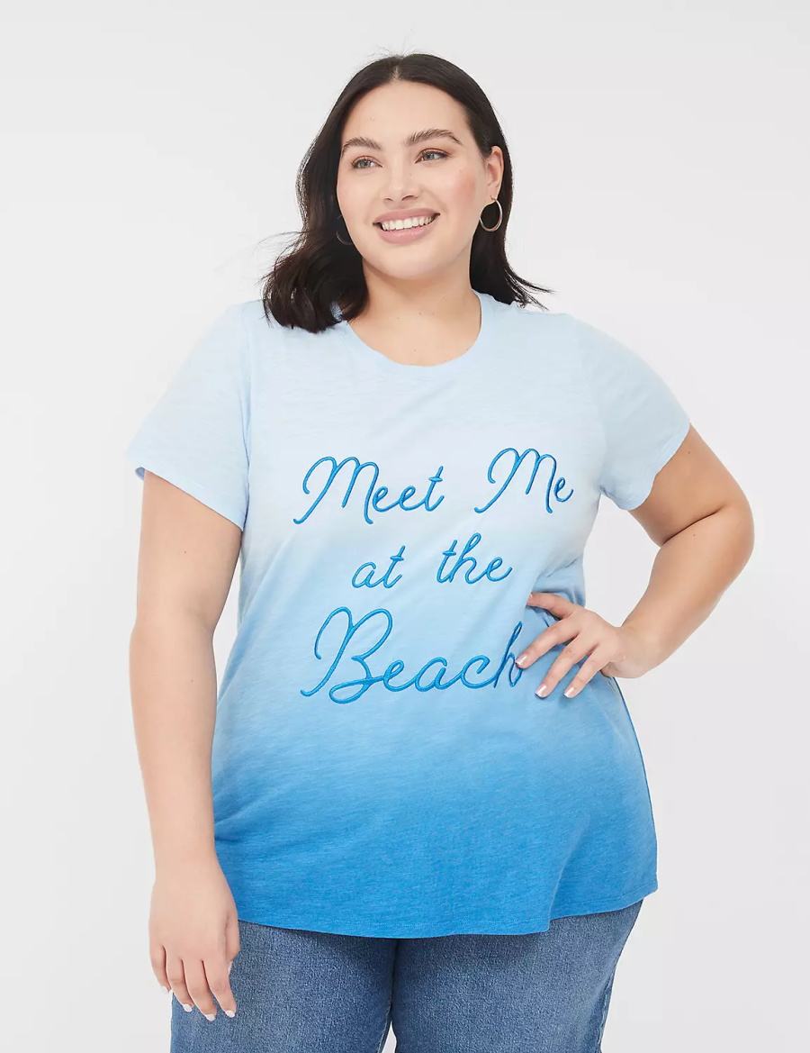 Dámské Tílko Lane Bryant Embroidered Meet Me At The Beach Graphic Tee Blankyt | QJE3842HG