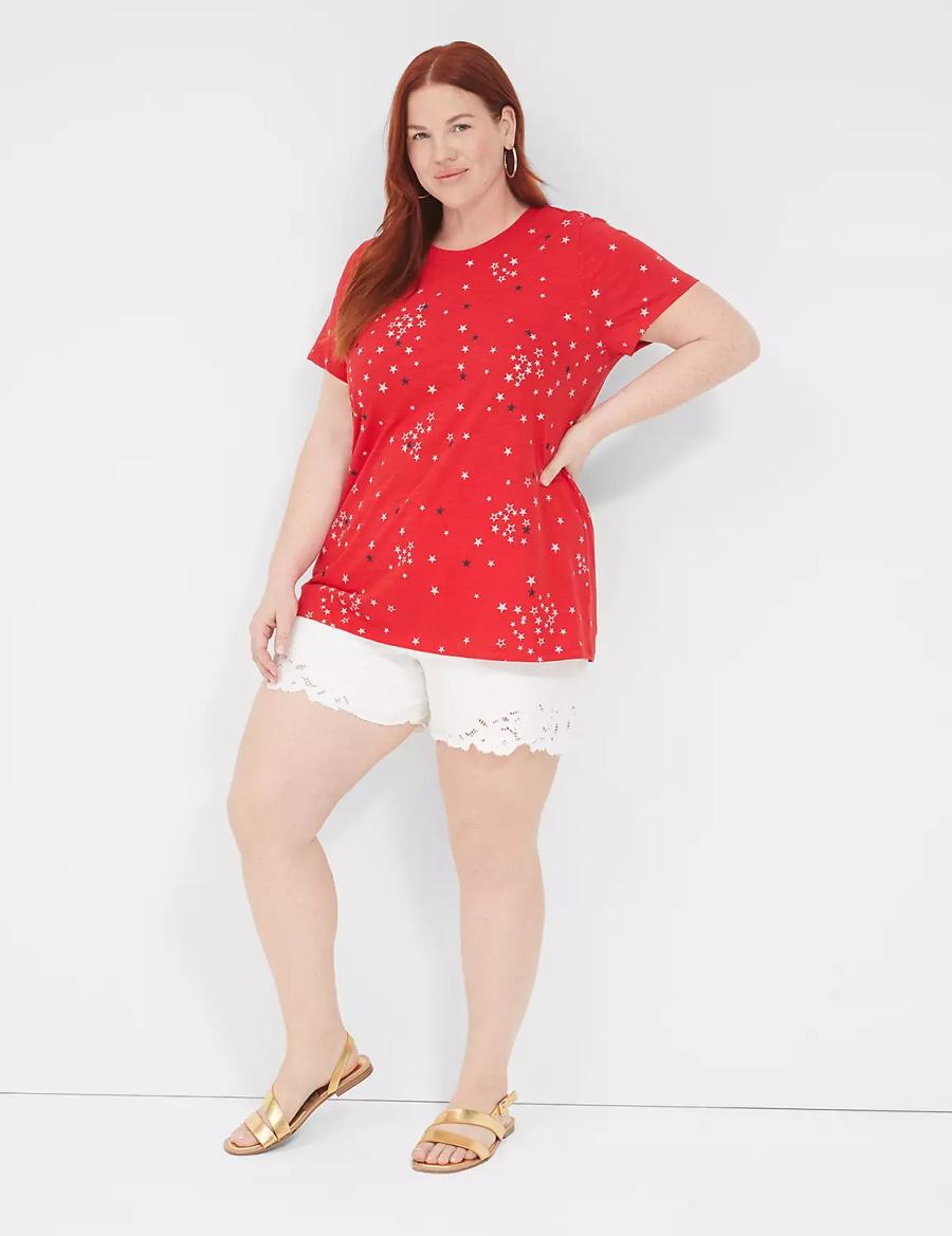 Dámské Tílko Lane Bryant Embroidered Stars Graphic Tee Červené | YCT1573AJ