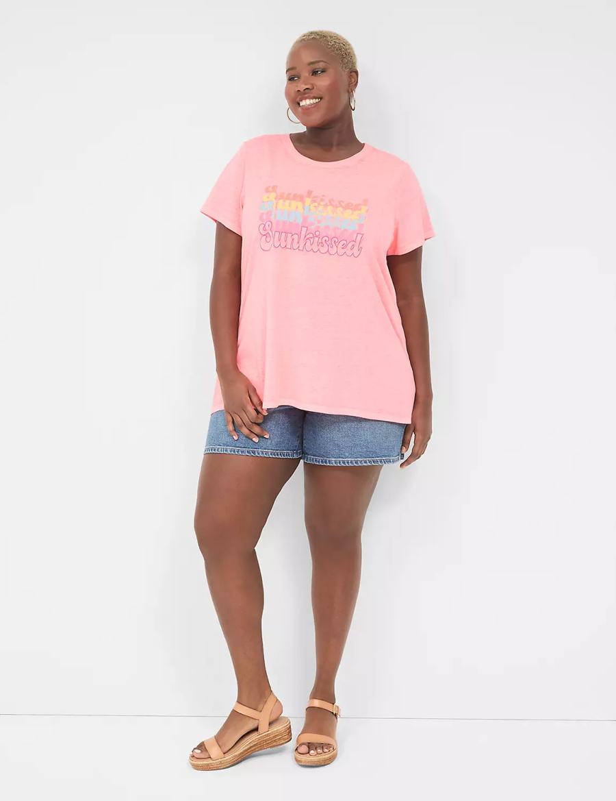 Dámské Tílko Lane Bryant Embroidered Sunkissed Graphic Tee Světle Koralove | VVP4781WL