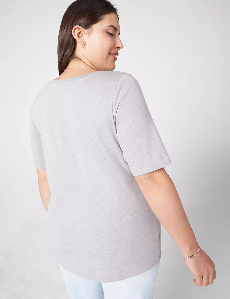 Dámské Tílko Lane Bryant Essential V-Neck Tee Světle Šedé | GQB832MQ