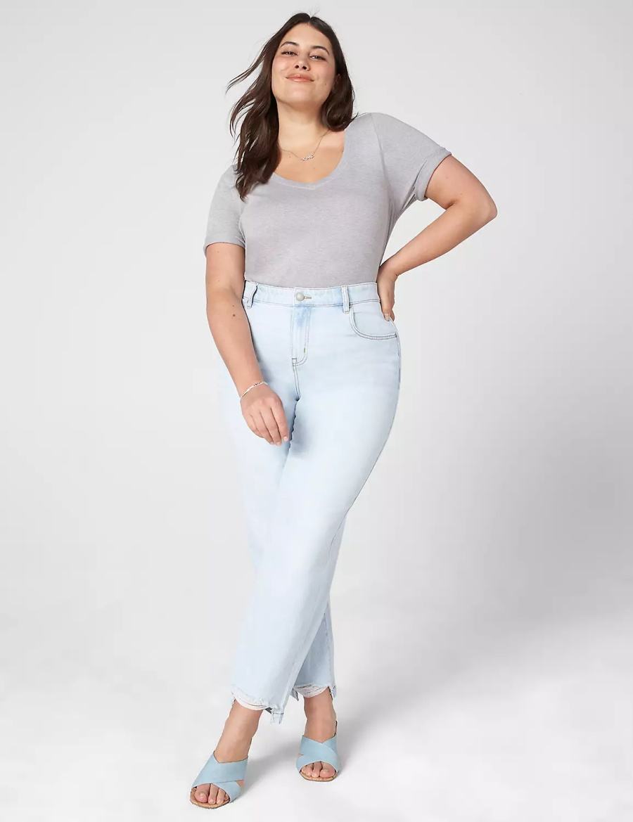 Dámské Tílko Lane Bryant Essential V-Neck Tee Světle Šedé | GQB832MQ