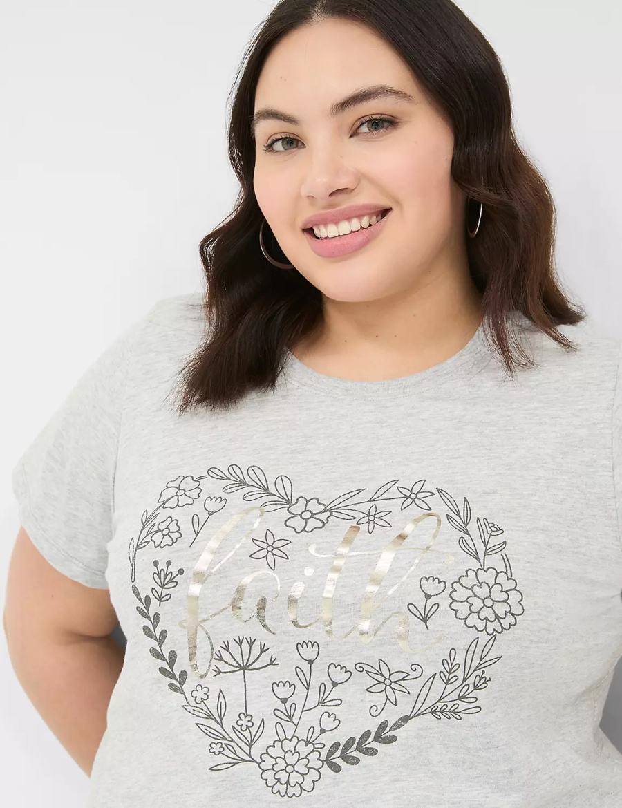 Dámské Tílko Lane Bryant Faith Graphic Tee Šedé | GBJ9747AT