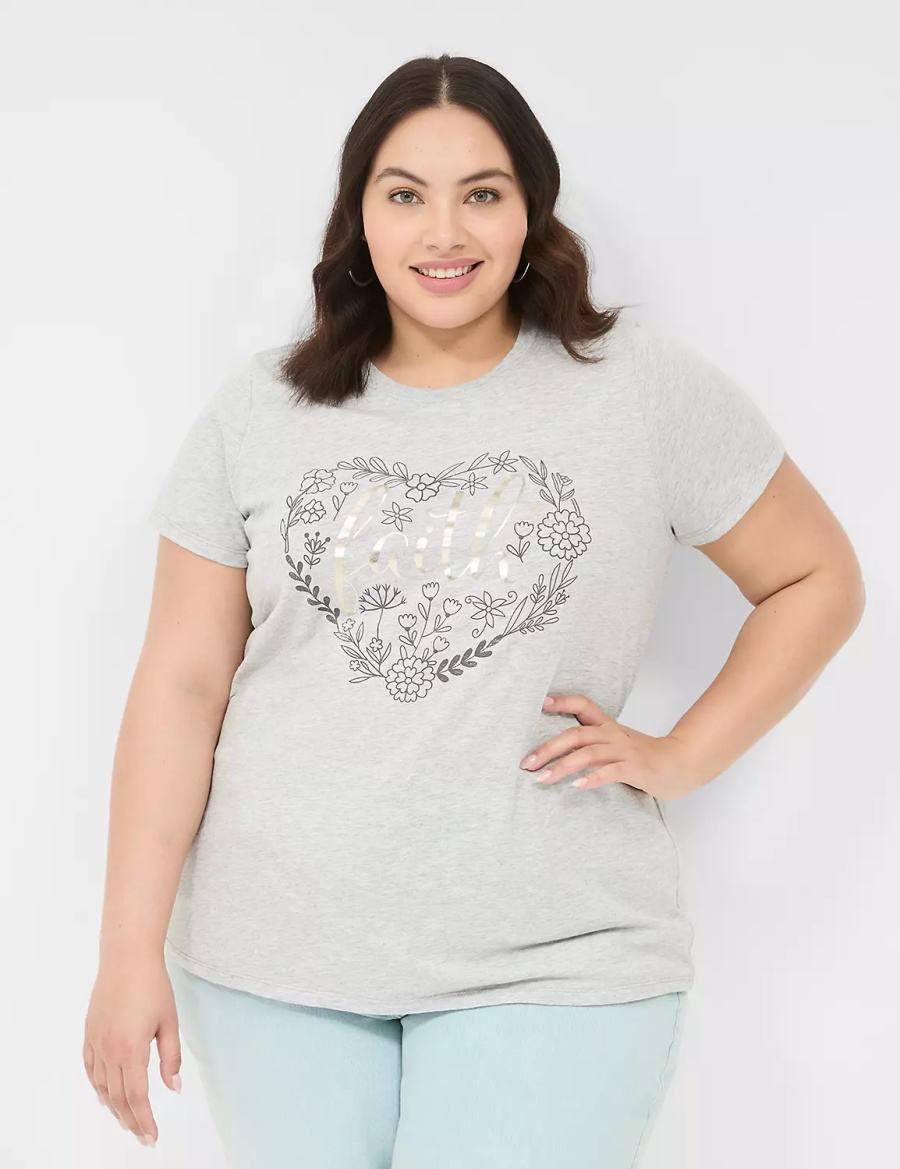 Dámské Tílko Lane Bryant Faith Graphic Tee Šedé | GBJ9747AT