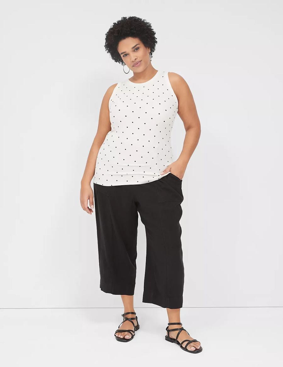 Dámské Tílko Lane Bryant Fitted High-Neck Rib Bílé | EHL9064PM