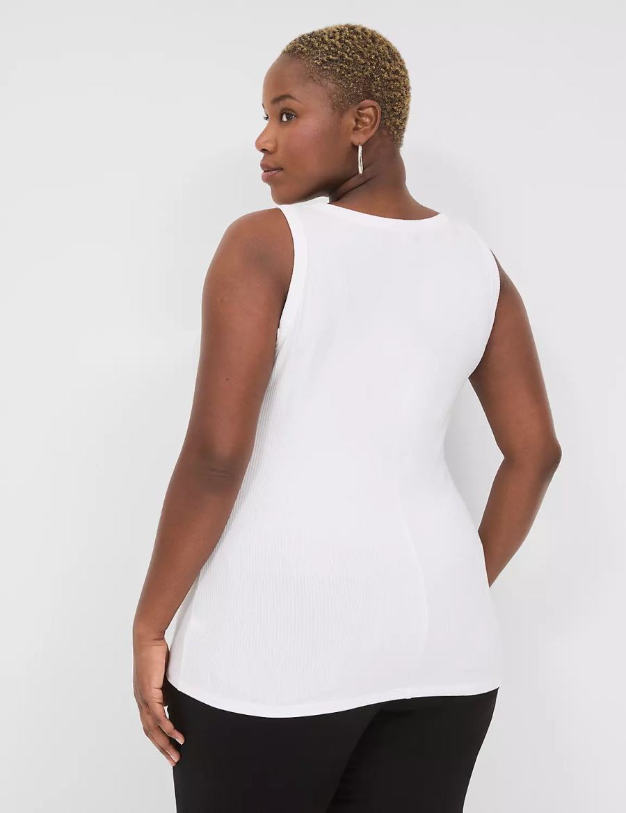 Dámské Tílko Lane Bryant Fitted High-Neck Ribbed Bílé | HLB8732LQ