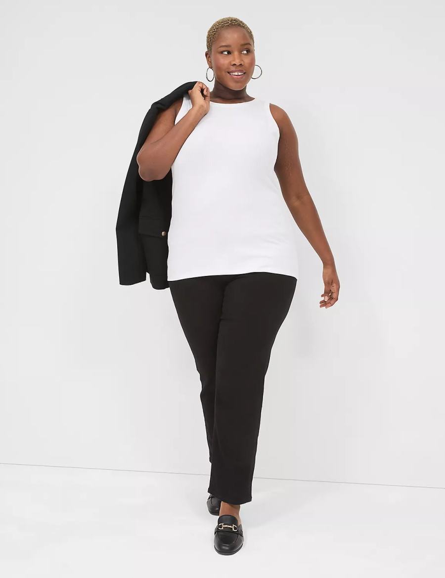 Dámské Tílko Lane Bryant Fitted High-Neck Ribbed Bílé | HLB8732LQ