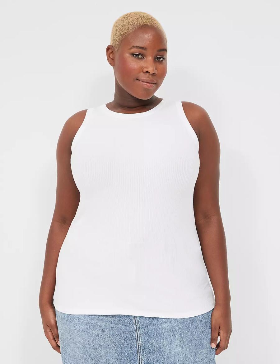 Dámské Tílko Lane Bryant Fitted High-Neck Rib Bílé | TAO524SW