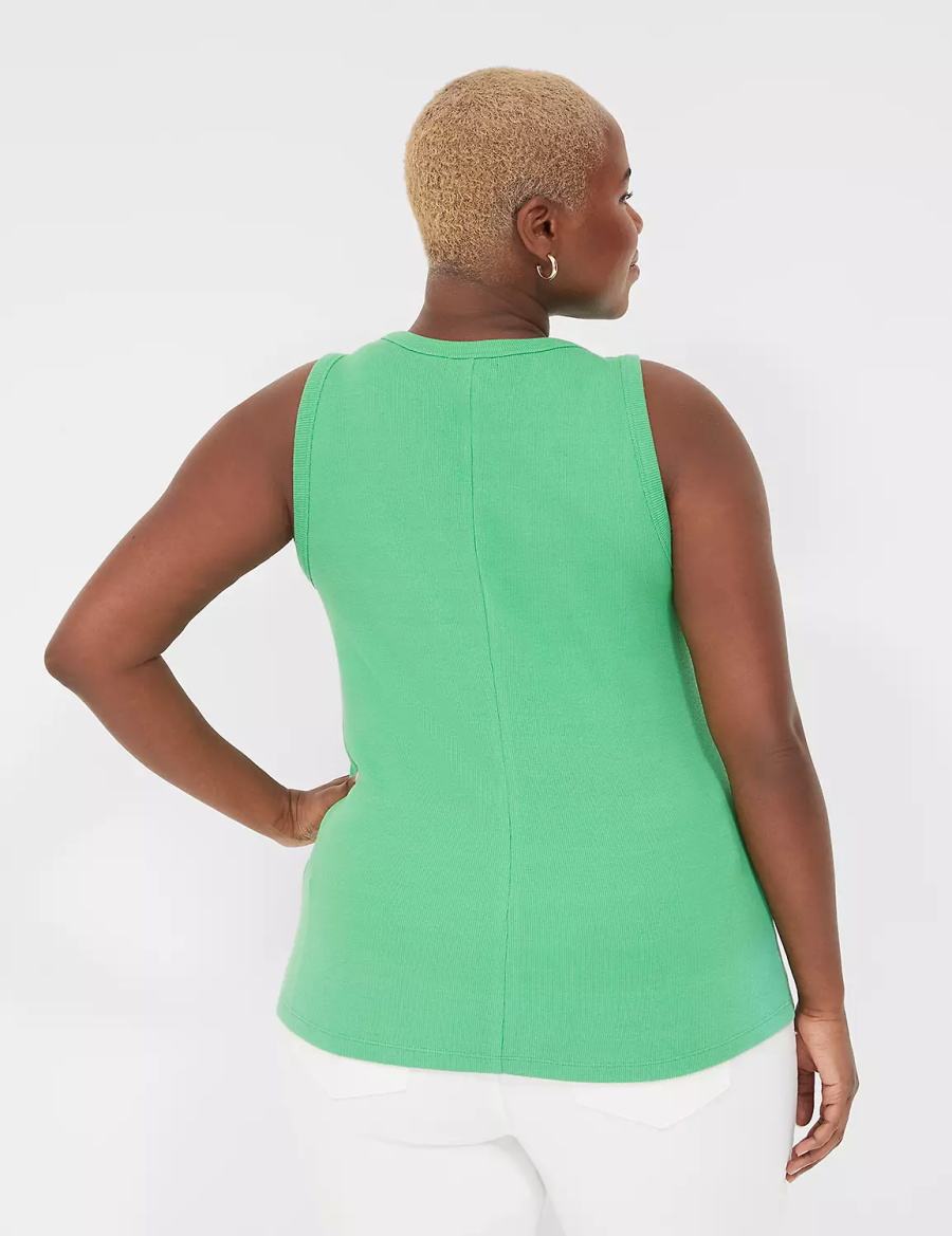 Dámské Tílko Lane Bryant Fitted High-Neck Ribbed Zelene | JMV5870LM