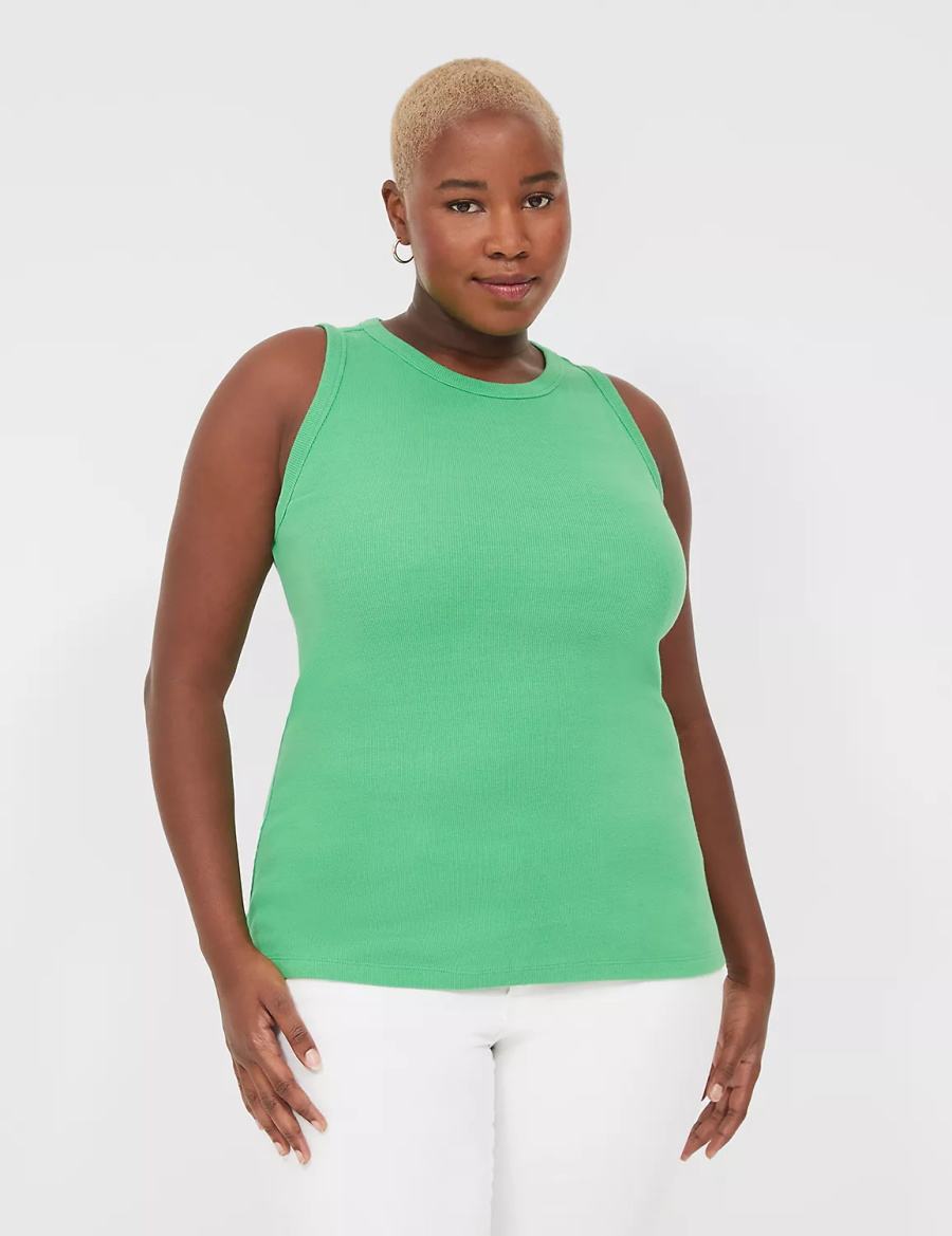 Dámské Tílko Lane Bryant Fitted High-Neck Ribbed Zelene | JMV5870LM