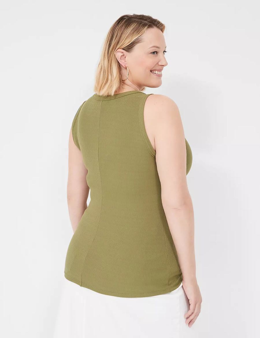 Dámské Tílko Lane Bryant Fitted High-Neck Rib Zelene | UJL8016XM