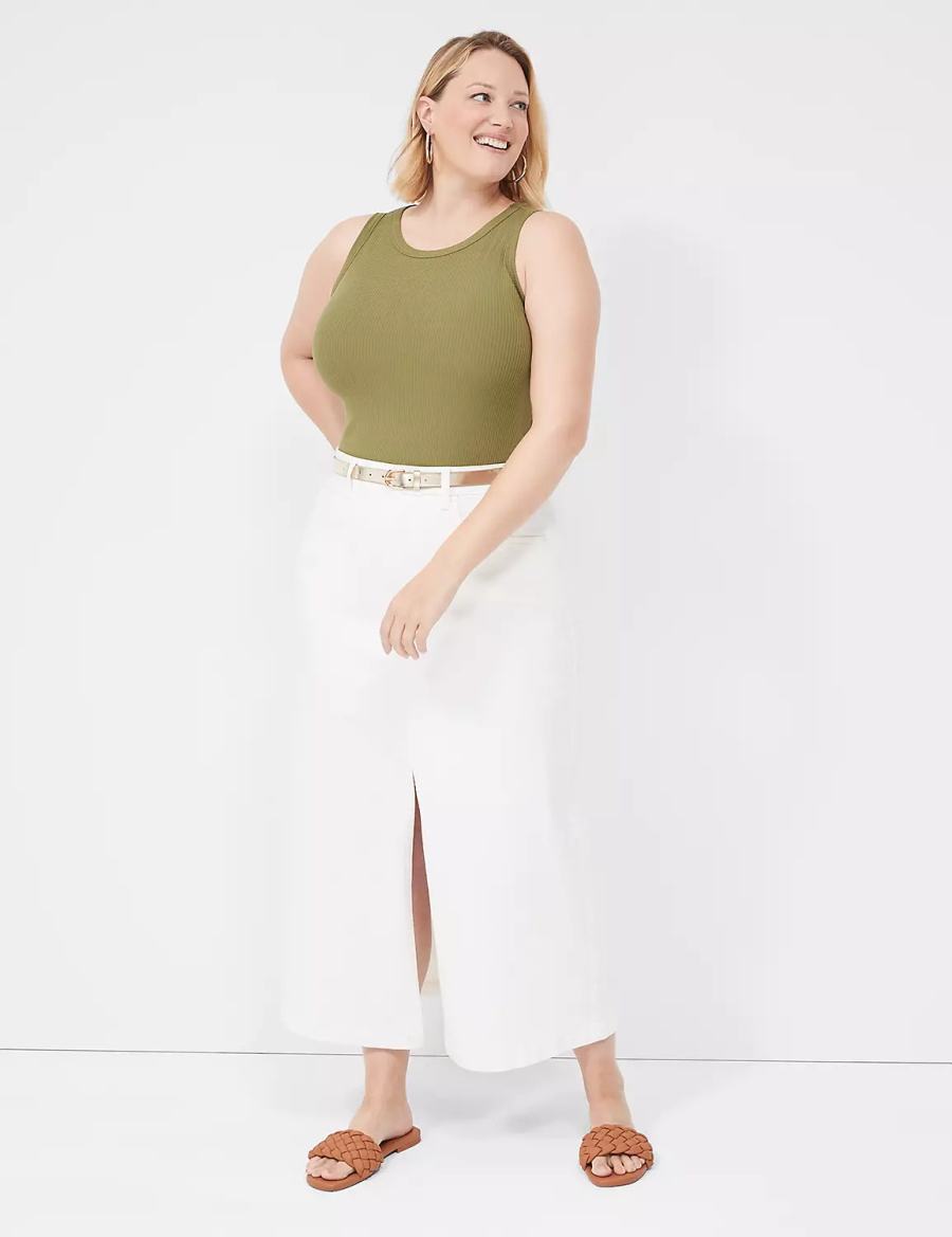 Dámské Tílko Lane Bryant Fitted High-Neck Rib Zelene | UJL8016XM