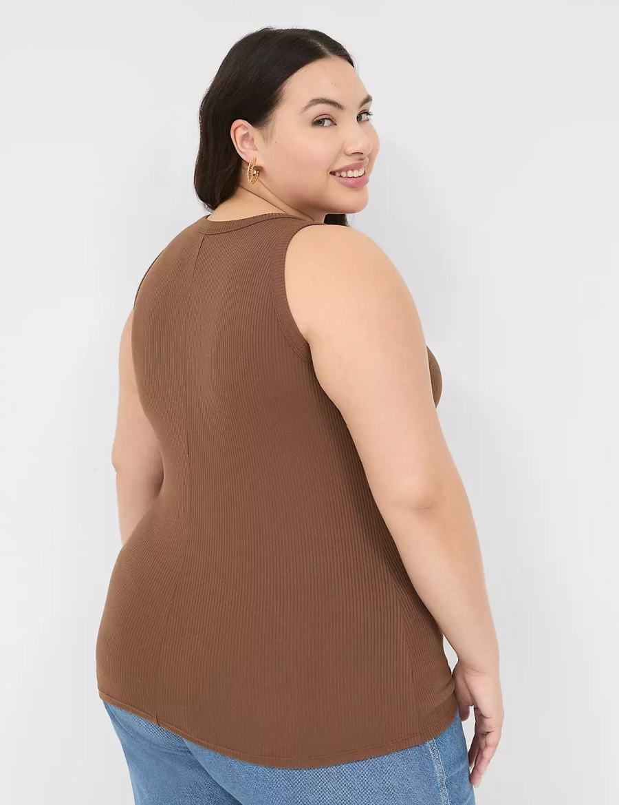 Dámské Tílko Lane Bryant Fitted High-Neck Rib Hnědé | LNC79QE