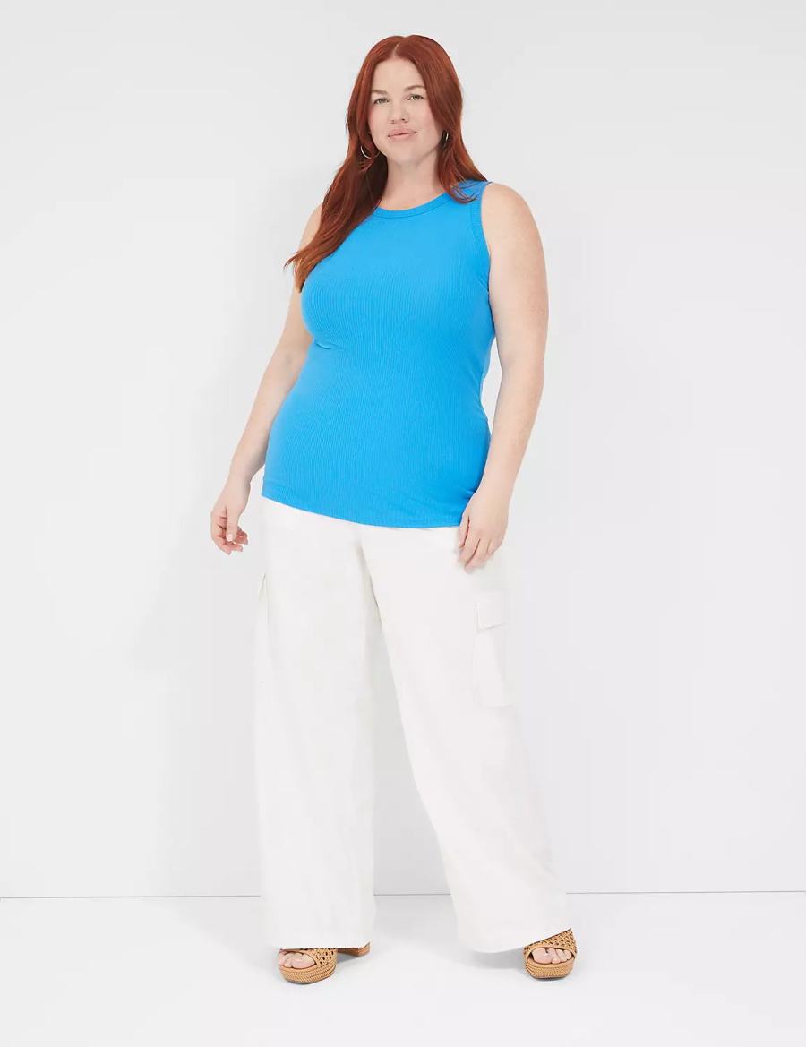 Dámské Tílko Lane Bryant Fitted High-Neck Rib Blankyt | LKC5085VZ