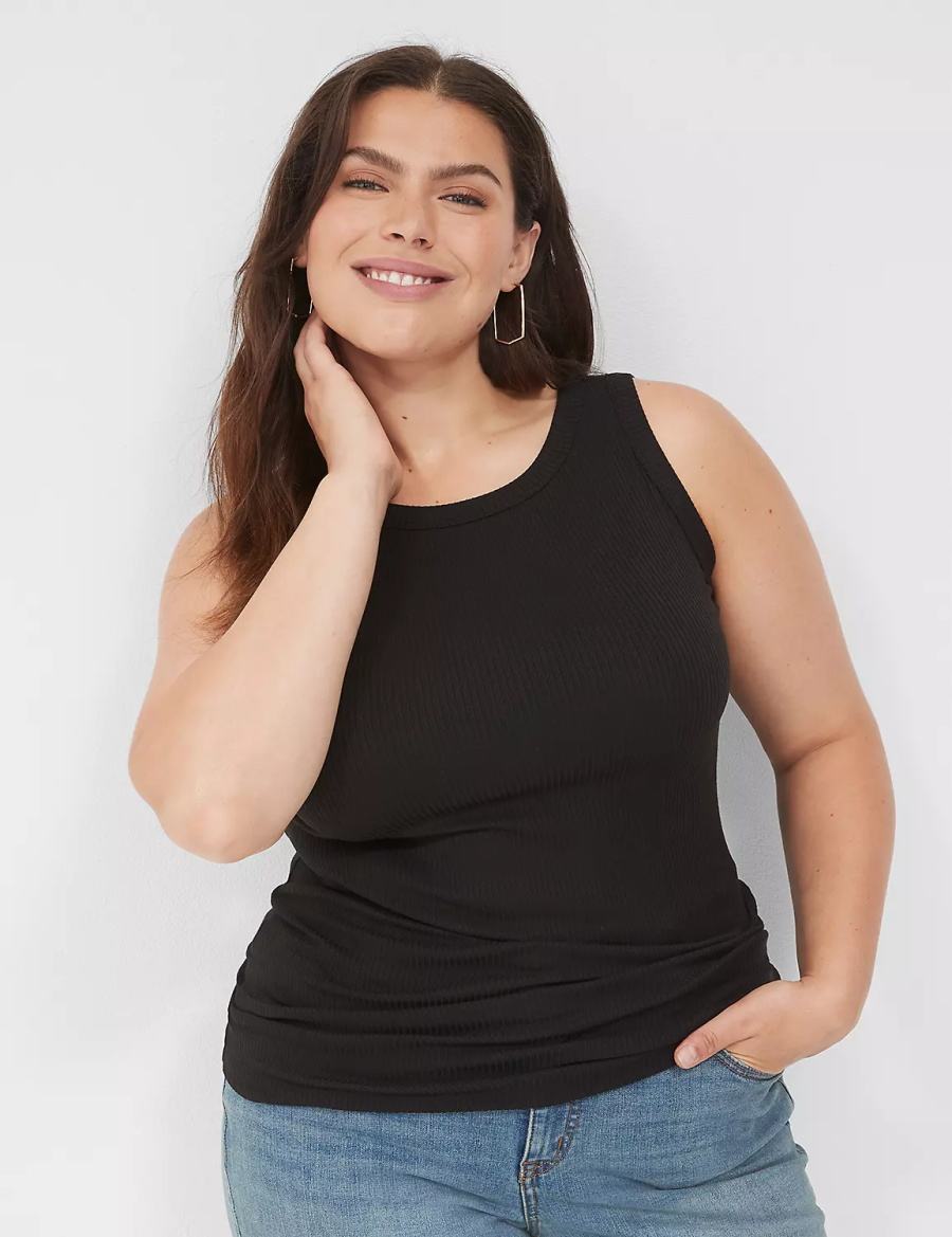 Dámské Tílko Lane Bryant Fitted High-Neck Rib Černé | YND6579VO