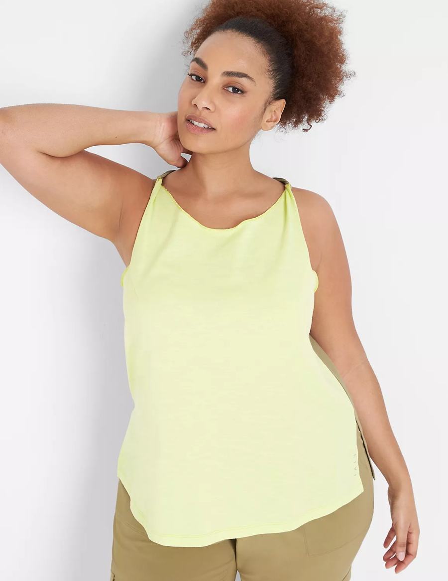 Dámské Tílko Lane Bryant LIVI Boatneck Twist-Shoulder Světle Zelene | YBX4444RJ