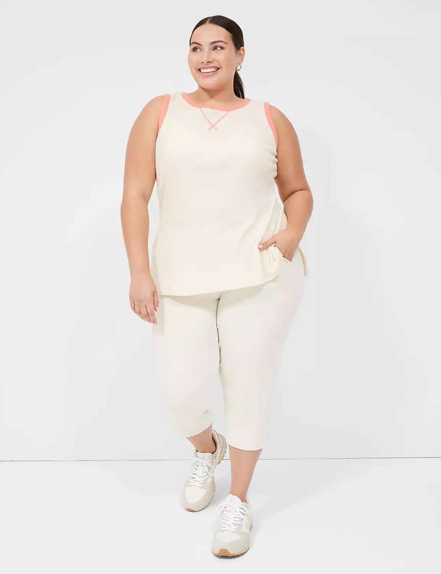 Dámské Tílko Lane Bryant LIVI Crew-Neck Rib Bílé | ANI378LL