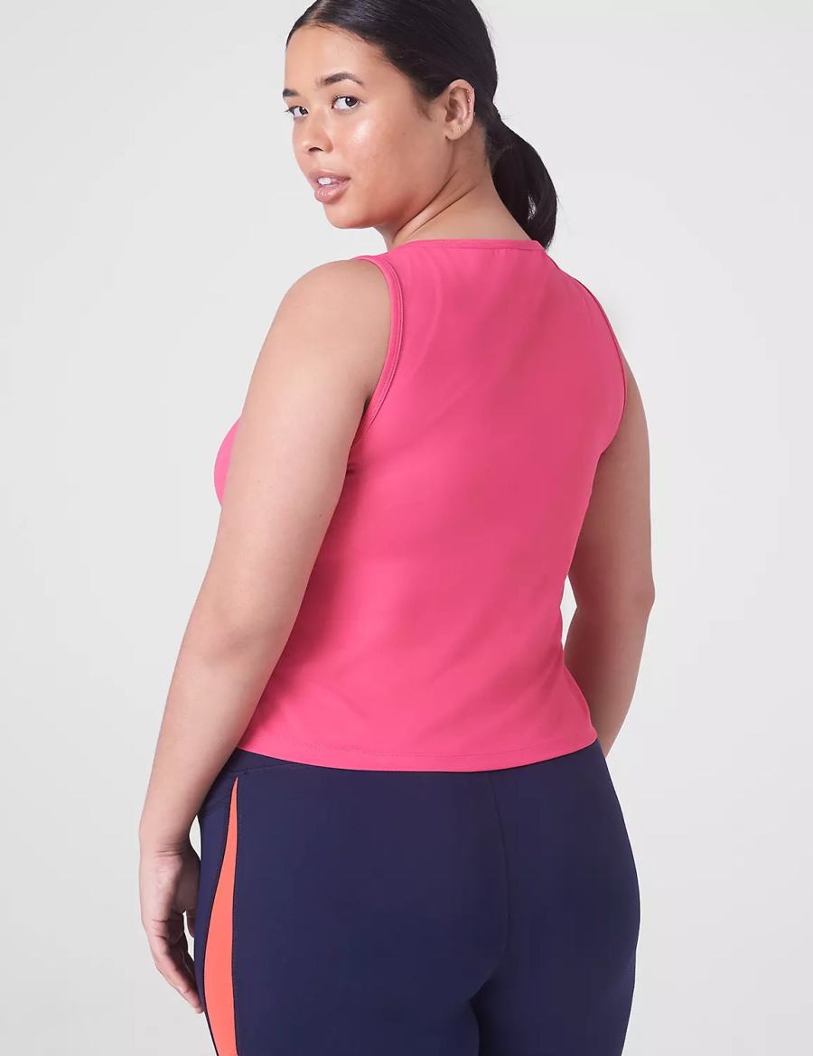 Dámské Tílko Lane Bryant LIVI Crop Snap-Up Wicking Fuchsie Růžové | XBA1487GP