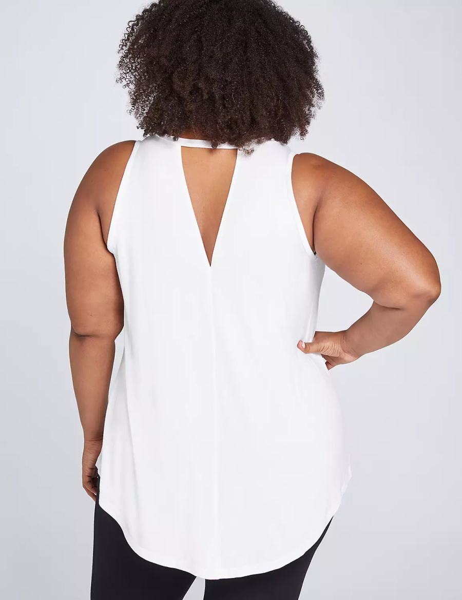 Dámské Tílko Lane Bryant LIVI High-Neck V-Back Bílé | ZFP6189FH