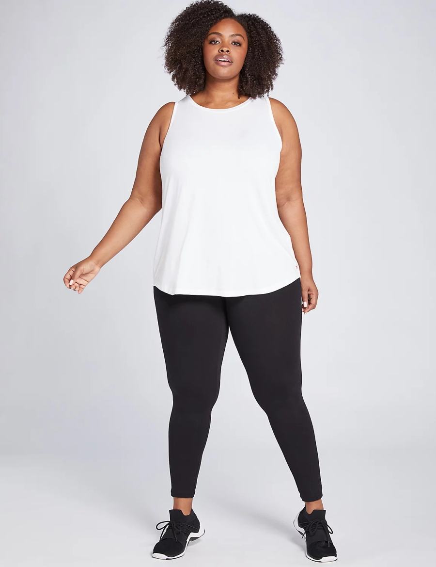 Dámské Tílko Lane Bryant LIVI High-Neck V-Back Bílé | ZFP6189FH